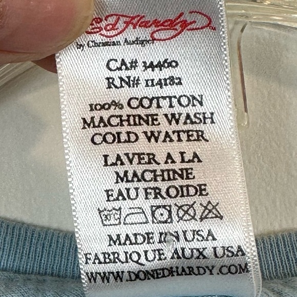 Vintage Y2K Ed Hardy Christian Audigier Golden Rose of Love Babydoll Tee Shirt S - Picture 10 of 11